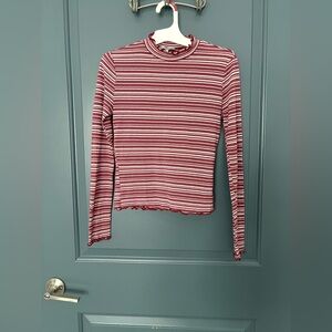 Charlotte Russe Burgundy and White Striped Blouse